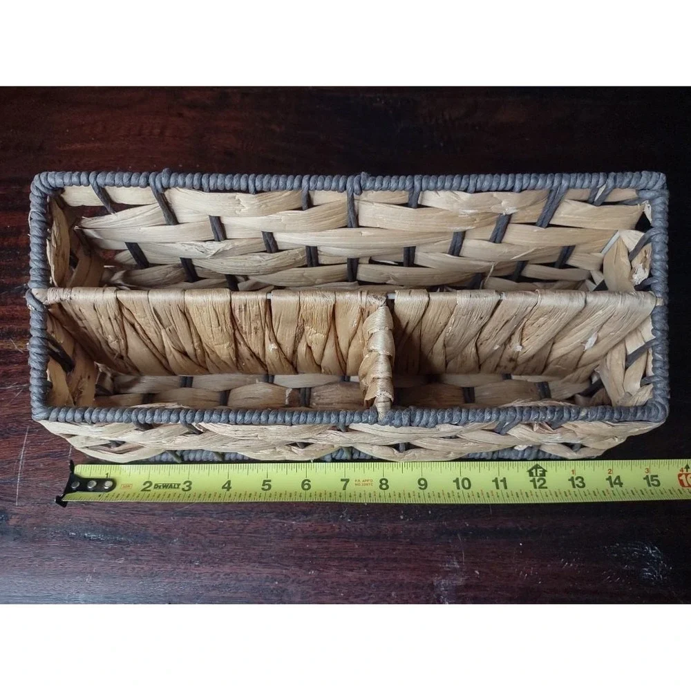 Rustic Handwoven Divided Wicker Basket Organizer 12